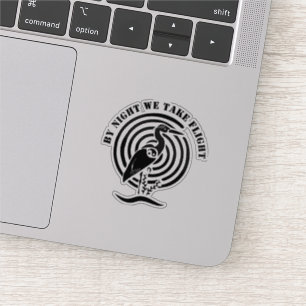 Zwarte kraan, vast in water Silhouette Contour Sticker