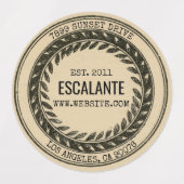 zwarte krans op Dark Beige Labels (Design 2)