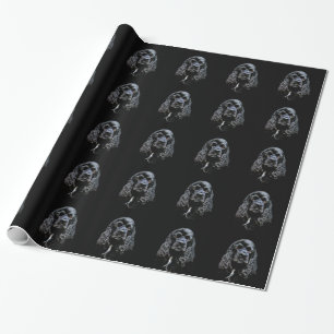 Zwarte kransspaniel cadeaupapier