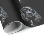 Zwarte kransspaniel cadeaupapier (Rol Hoek)