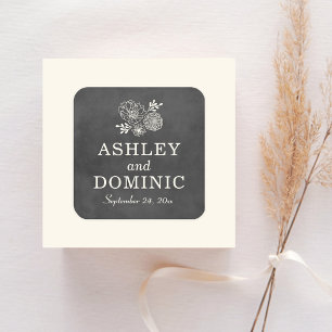 zwarte-krijtbord bruiloft monogram vierkante sticker