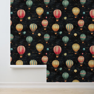 Zwarte Krijtbord Hete Luchtballon Kindergarten Muu Behang