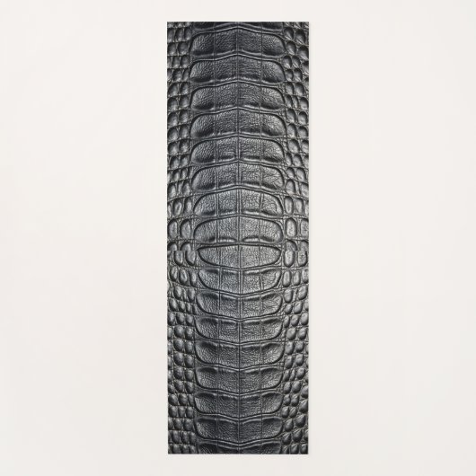 Zwarte krokodil alligator huid faux lederen print yogamat (Voorkant)