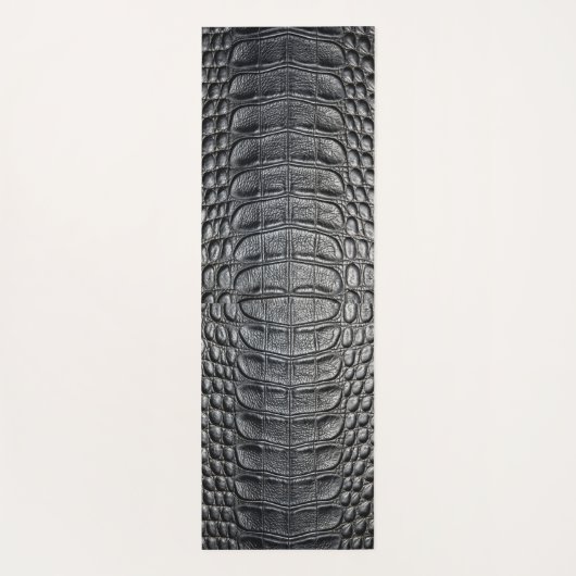 Zwarte krokodil alligator huid faux lederen print yogamat (Achterkant)