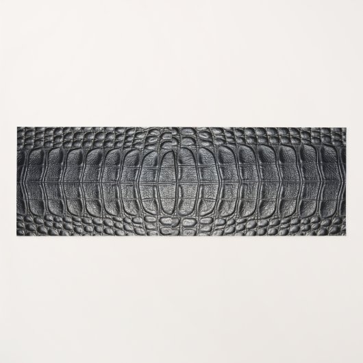 Zwarte krokodil alligator huid faux lederen print yogamat (Voorkant (horizontaal))