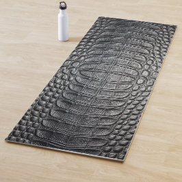 Zwarte krokodil alligator huid faux lederen print yogamat