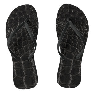 Zwarte krokodil teenslippers