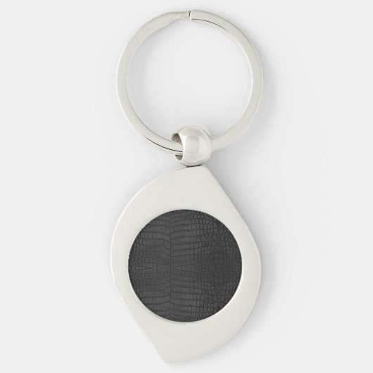 Zwarte Krokodillen Leerprint Sleutelhanger (Voorkant)