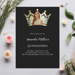 Zwarte kroon foto Quinceanera Kaart