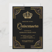 zwarte  kroon Quinceanera Kaart (Voorkant)