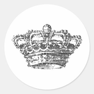 Zwarte kroon ronde sticker