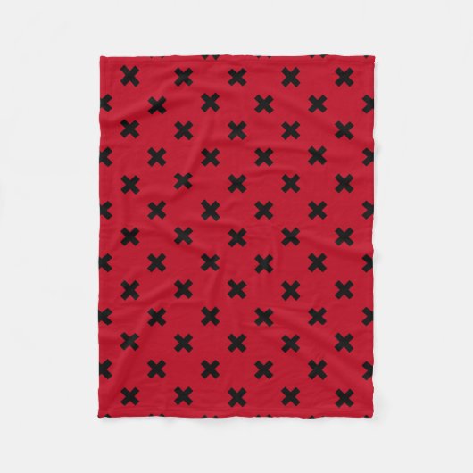 Zwarte kruisstift op rood fleece deken (Voorkant)