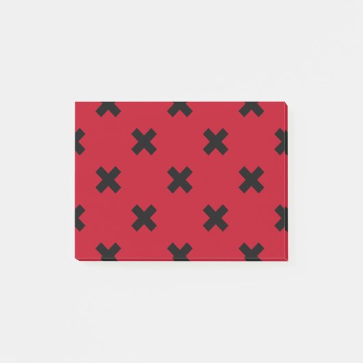 Zwarte kruisstift op rood post-it® notes (Voorkant)