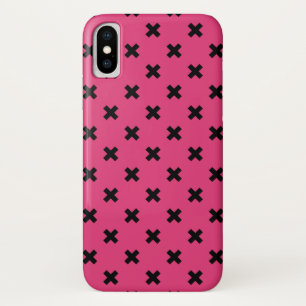 Zwarte kruisstiften op fuchsia iPhone x hoesje