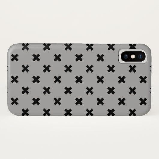 Zwarte kruisstiften op grijs Case-Mate iPhone case (Achterkant (horizontaal))