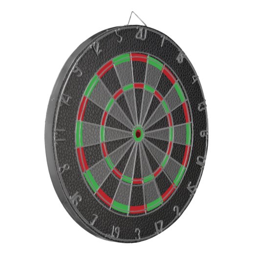 Zwarte kunstledertextuur dartbord (Voorkant Links)