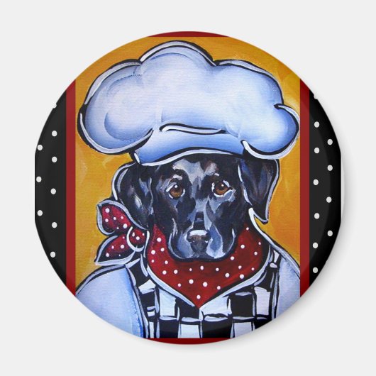 Zwarte Lab Chef Magneet (Voorkant)