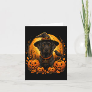 Zwarte Lab Halloween Heksenhoed Labrador Hond Pomp Kaart