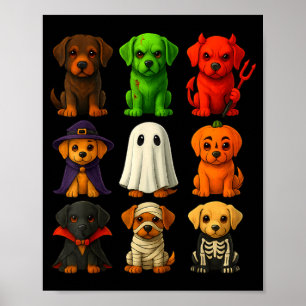 Zwarte Lab Halloween Labrador Puppies In Kostuum Poster