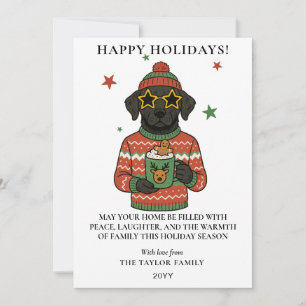 Zwarte Lab hond lelijke trui Kerstmis Feestdagenkaart