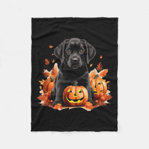 Zwarte Lab hond Moeder Vader Halloween Herfst Grap Fleece Deken