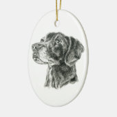 Zwarte Lab Keramisch Ornament (Links)