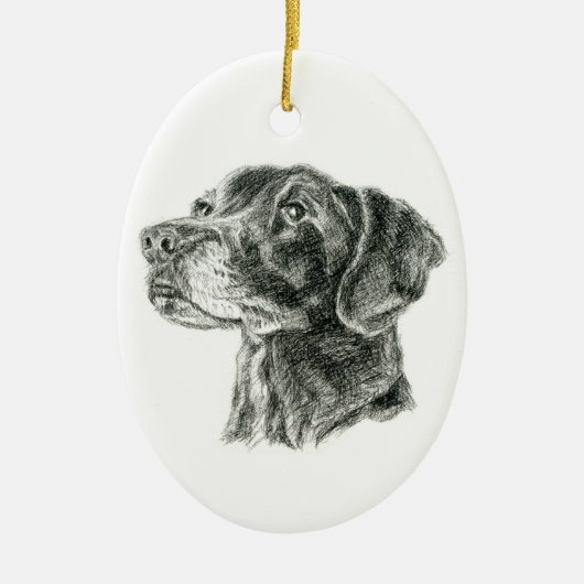 Zwarte Lab Keramisch Ornament (Voorkant)