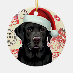Zwarte lab keramisch ornament