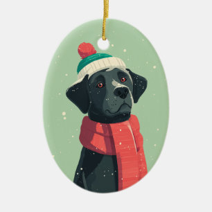 Zwarte Lab Kerstcadeau Keramisch Ornament