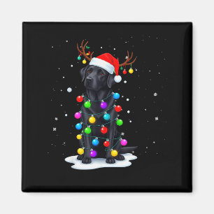 Zwarte Lab Labrador Hond Grappige Kerstverlichting Magneet