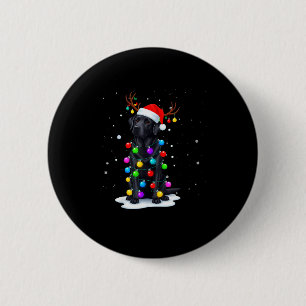 Zwarte Lab Labrador Hond Grappige Kerstverlichting Ronde Button 5,7 Cm