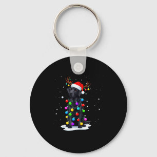 Zwarte Lab Labrador Hond Grappige Kerstverlichting Sleutelhanger