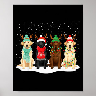 Zwarte Lab Labrador Hond Kerst Crew Matching Fam Poster