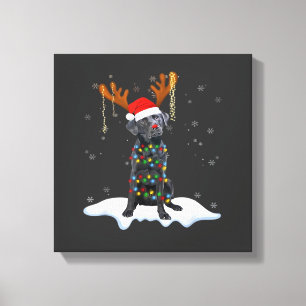 Zwarte Lab Labrador Kerstboom Licht Pyjama Hond Canvas Afdruk