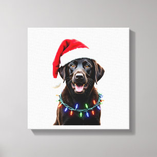 Zwarte Lab Labrador Kerstboom Licht Pyjama Hond Canvas Afdruk