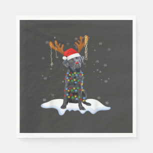 Zwarte Lab Labrador Kerstboom Licht Pyjama Hond Servet