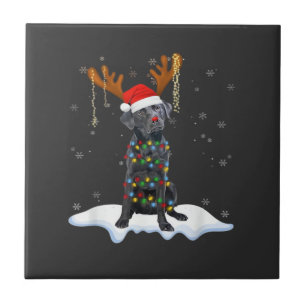 Zwarte Lab Labrador Kerstboom Licht Pyjama Hond Tegeltje
