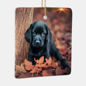 Zwarte Lab Puppy Keramisch Ornament (Rechts)