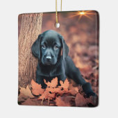 Zwarte Lab Puppy Keramisch Ornament (Links)