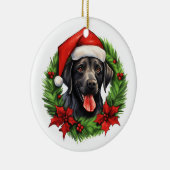 Zwarte lab retriever vakantie krans keramisch ornament (Rechts)