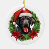 Zwarte lab retriever vakantie krans keramisch ornament (Achterkant)