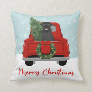 Zwarte Lab Vintage Kersttruck Kussen