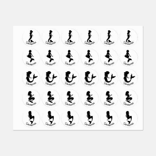 Zwarte labels van Mermaid Party (Vel)