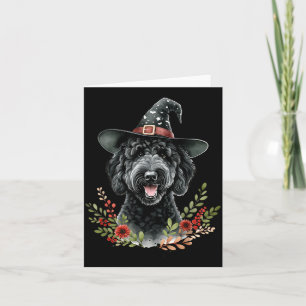 Zwarte Labradoodle Hond Halloween Watercolor Kunst Kaart