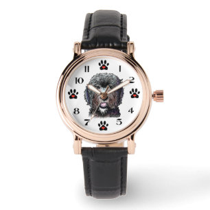Zwarte Labradoodle Hondenhorloge Horloge