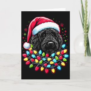 Zwarte Labradoodle Kerstboom Kerstlichtjes Doodl Kaart