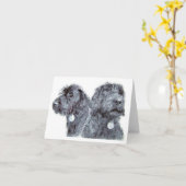 Zwarte Labradoodles Notecard Kaart (Gele Bloem)