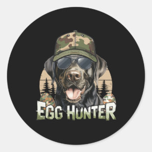 Zwarte Labrador Camo Pet Egg Hunter  Pasen Ronde Sticker