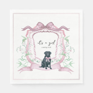 Zwarte Labrador Coquette Roze Crest Servet