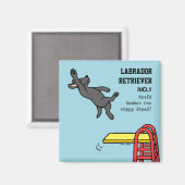 Zwarte labrador duiken magneet (Voorkant / Achterkant)